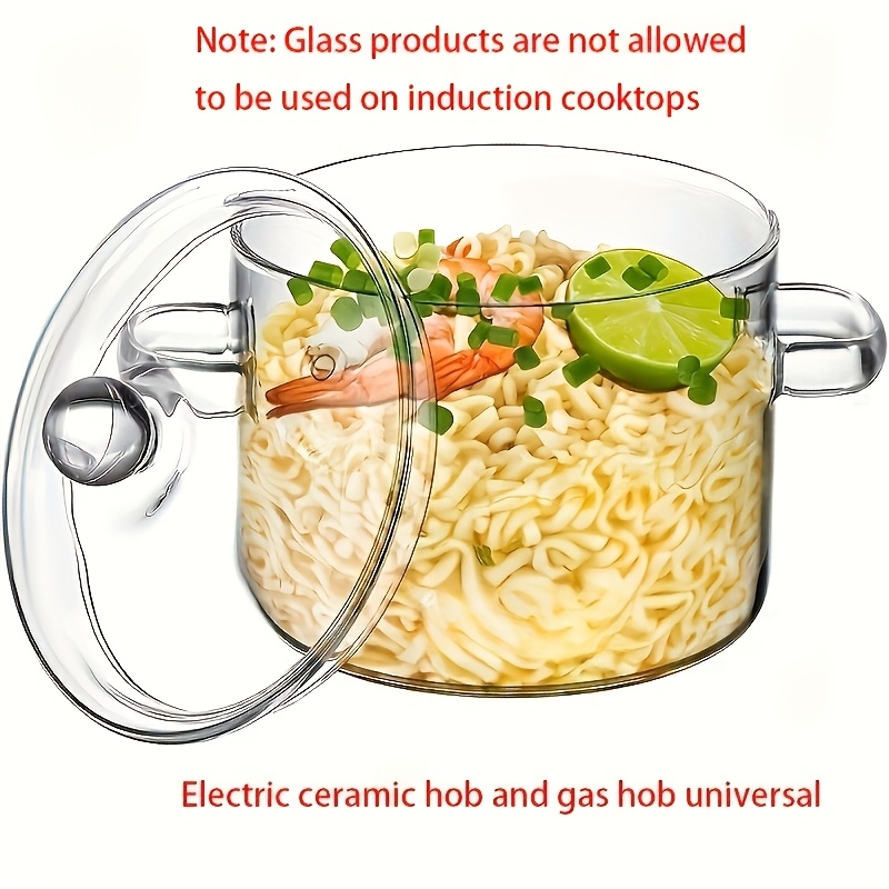 E-shop 1 Stück hitzebeständiger klarer Glas-Eintopf mit Deckel - Langlebig, leicht zu reinigen, vielseitig einsetzbar für Einkochgerichte wie Pasta