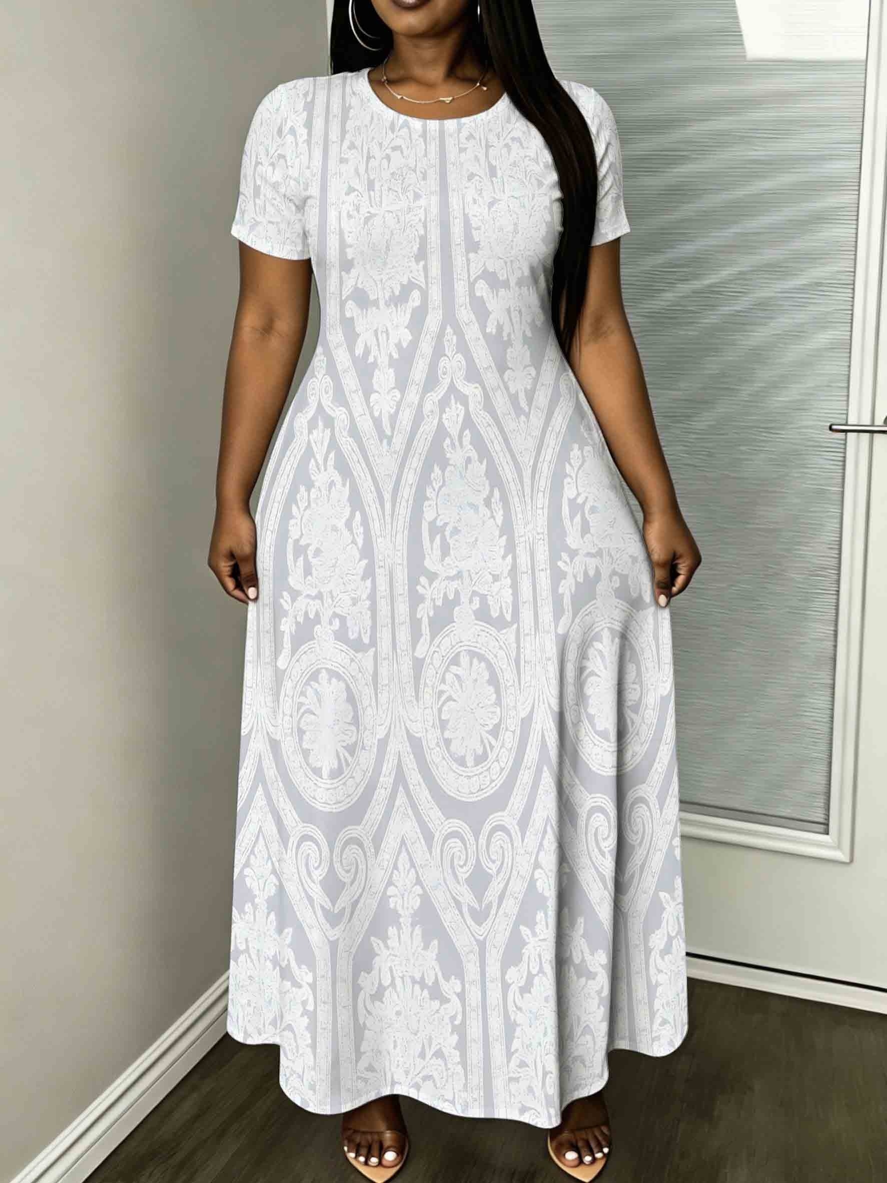 casual white maxi dress plus size plus size long white dress A-Line Long Plus Size Dress   Blake86-parroquiadesanalbertomagno.com
