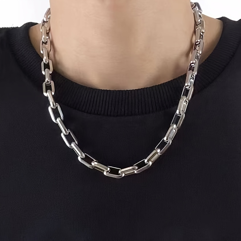 

Stylish Men' Steel Geometric Chain Necklace - & Casual Accessory For Parties, White