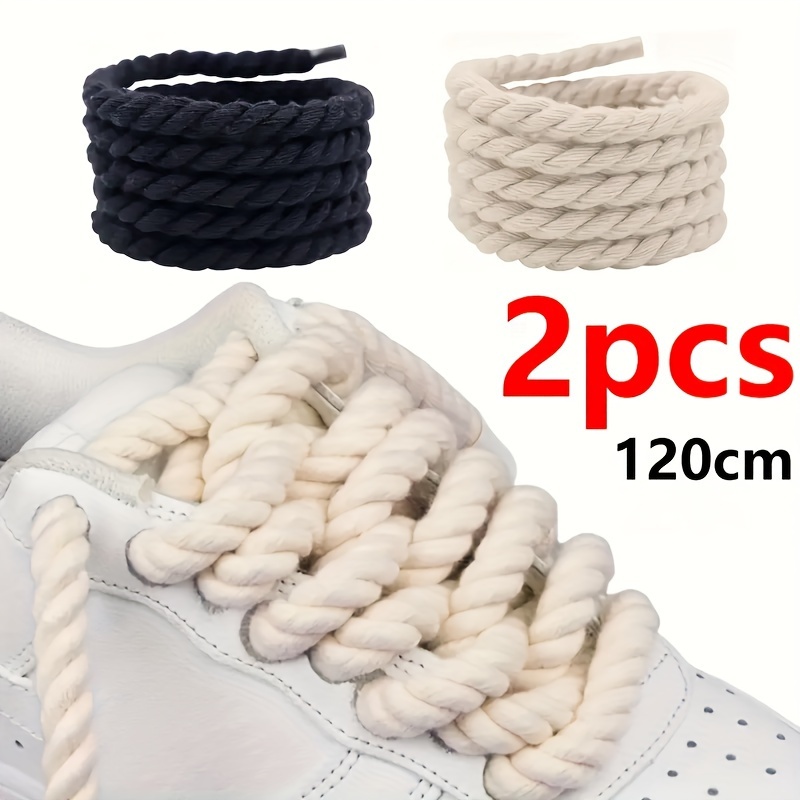 

2pcs Braided Round Shoelaces For Sneakers And Canvas Shoes - 120cm (47.2 Inches), White/black, Synthetic Fiber, Tight Woven Design For Sports Shoes, Shoe Accessories