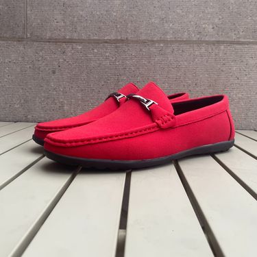 Men'S Handmade Red Loafers: Luxury Metal Bit Decor & Ultra-Comfortable Slip-On Moccasins | Premium Handcrafted Driving Shoes for Business Casual, Wedding & Prom | Soft Non-Slip Rubber Sole, Lightweight Elegant Flats, Statement Red Fashion