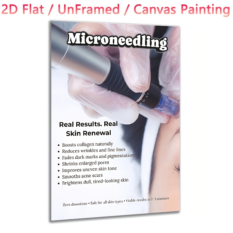 TEMU 2d Flat, 2d Flat, 2d Flat Canvas Art Print | Frameless Microneedling Posters For Esthetician Wall Art, , Decor, Home Decor Gifts For Women,