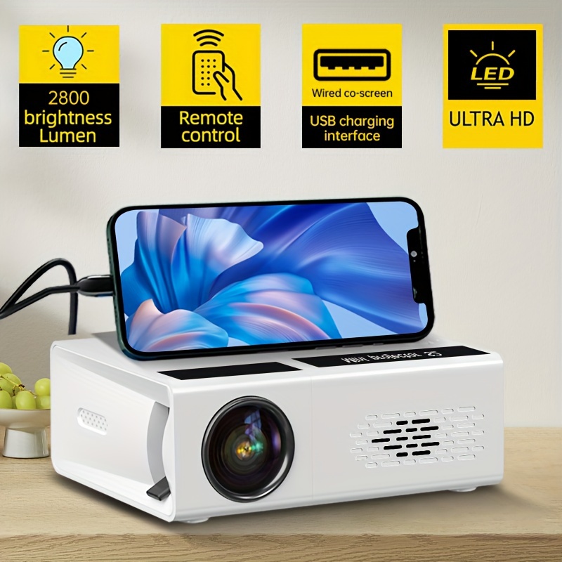 Mini proyector Android Smart DLP, 4K LED 1080P WiFi Bluetooth proyector de  bolsillo HD cine en casa cine familiar, compatible con