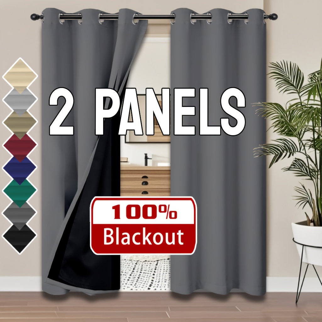 E-shop 2-Panel Verdunkelungsvorhang mit Isoliertem Futter für Wohnzimmer, Schlafzimmer, Küche und Raumdekoration