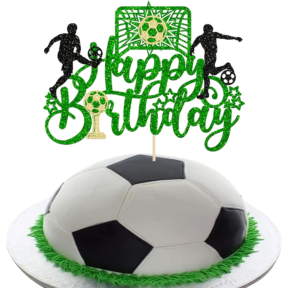Image of 1pc Birthday Cake Topper Glitter Sport Soccer Ball Cake Picks For Football Theme Birthday Party Cake Decorations Supplies