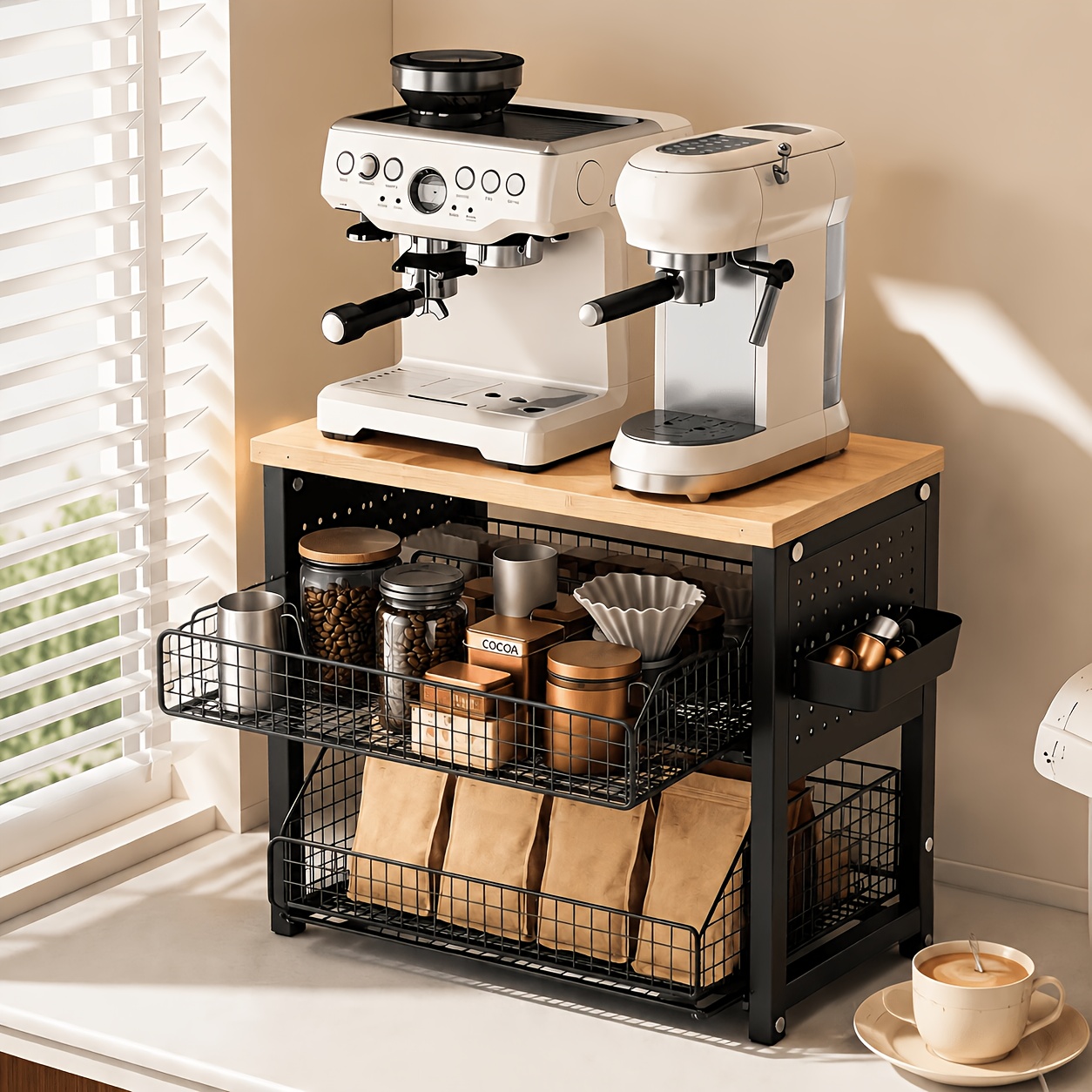 Space-Saving Kitchen Countertop Organizer with Drawers