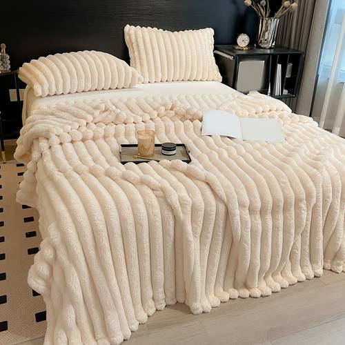 luxurious faux rabbit fur throw blanket soft warm cozy for couch bed office and travel versatile gift christmas present