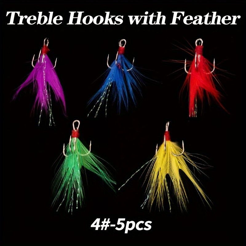Bucktail Dressed Treble Hook Set Feathered Fishing Hooks - Temu