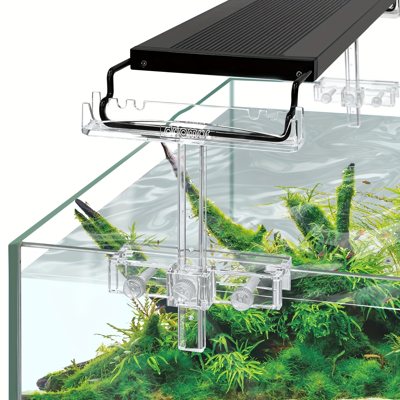 TEMU Adjustable Aquarium Light Riser, Clear Acrylic Fish Tank Led Light Stand Holder Bracket Kit 2pcs Transparent Support For Width 2.5-4.4 Inches