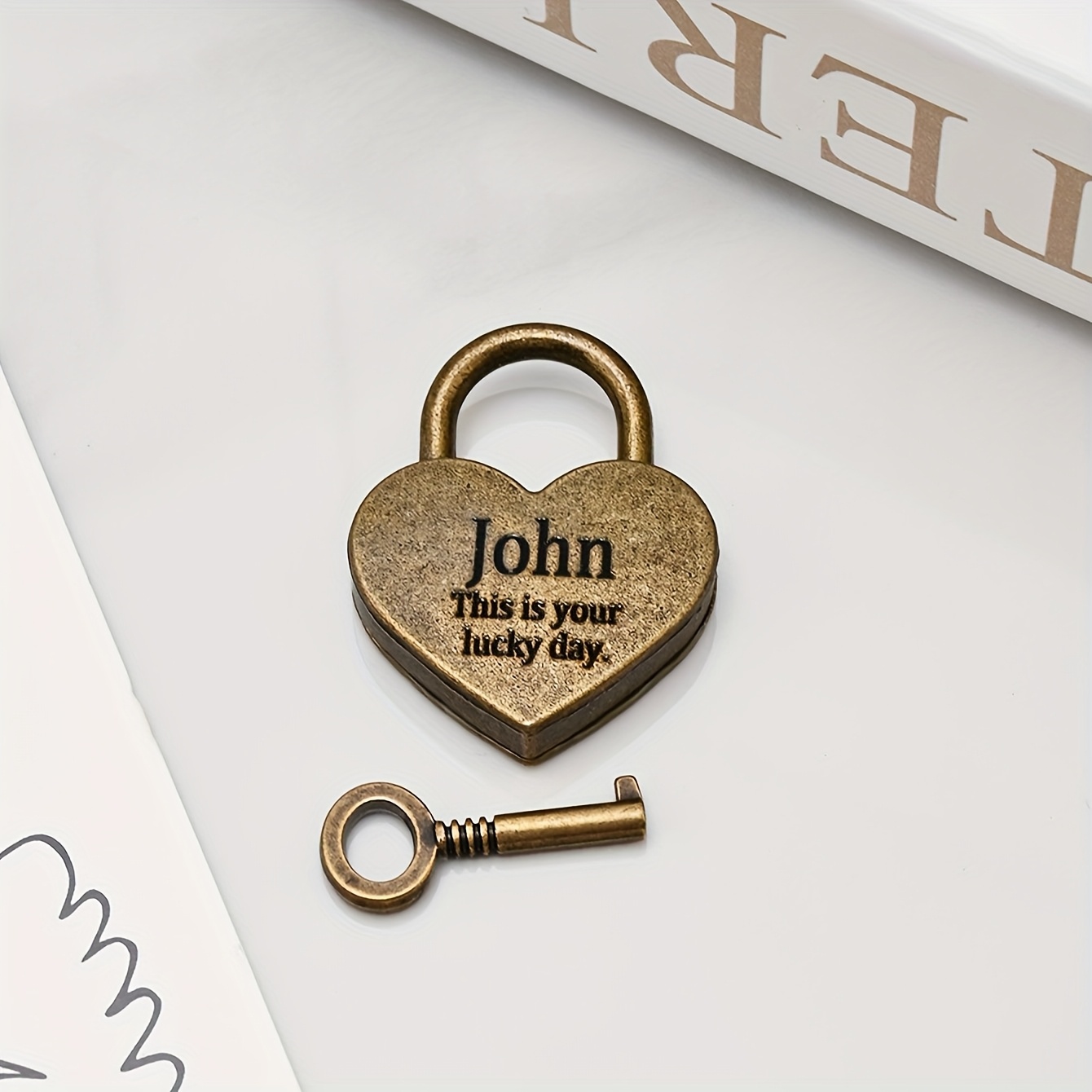 Customizable Heart-Shaped Lock with Personalized Text