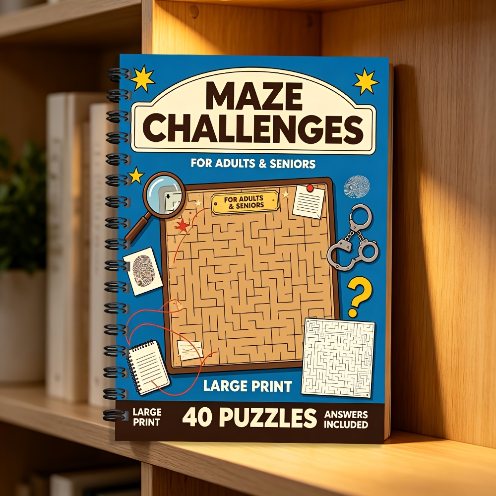 Maze Challenges Book, Large Print, Fun Mazes