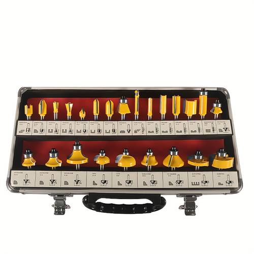 item picture 24pcs router bit set with 1 4 inch shank for trimming wood and wooden boards tool gifts made of steel and other hard sturdy and durable ensuring smooth trimming results