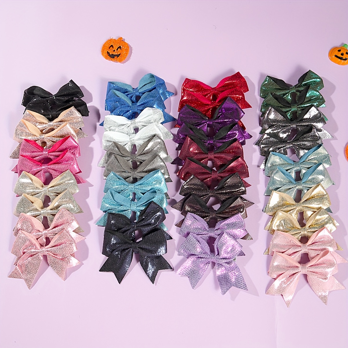 

40 Shimmering Party Bows - Large Cheerleading Bows, Adorable Boho Style Hair Accessories, Suitable For Cheerleading, Women's Gifts, Parties, And Dances - Mixed Colors, Polyester Material, Iron Clasps