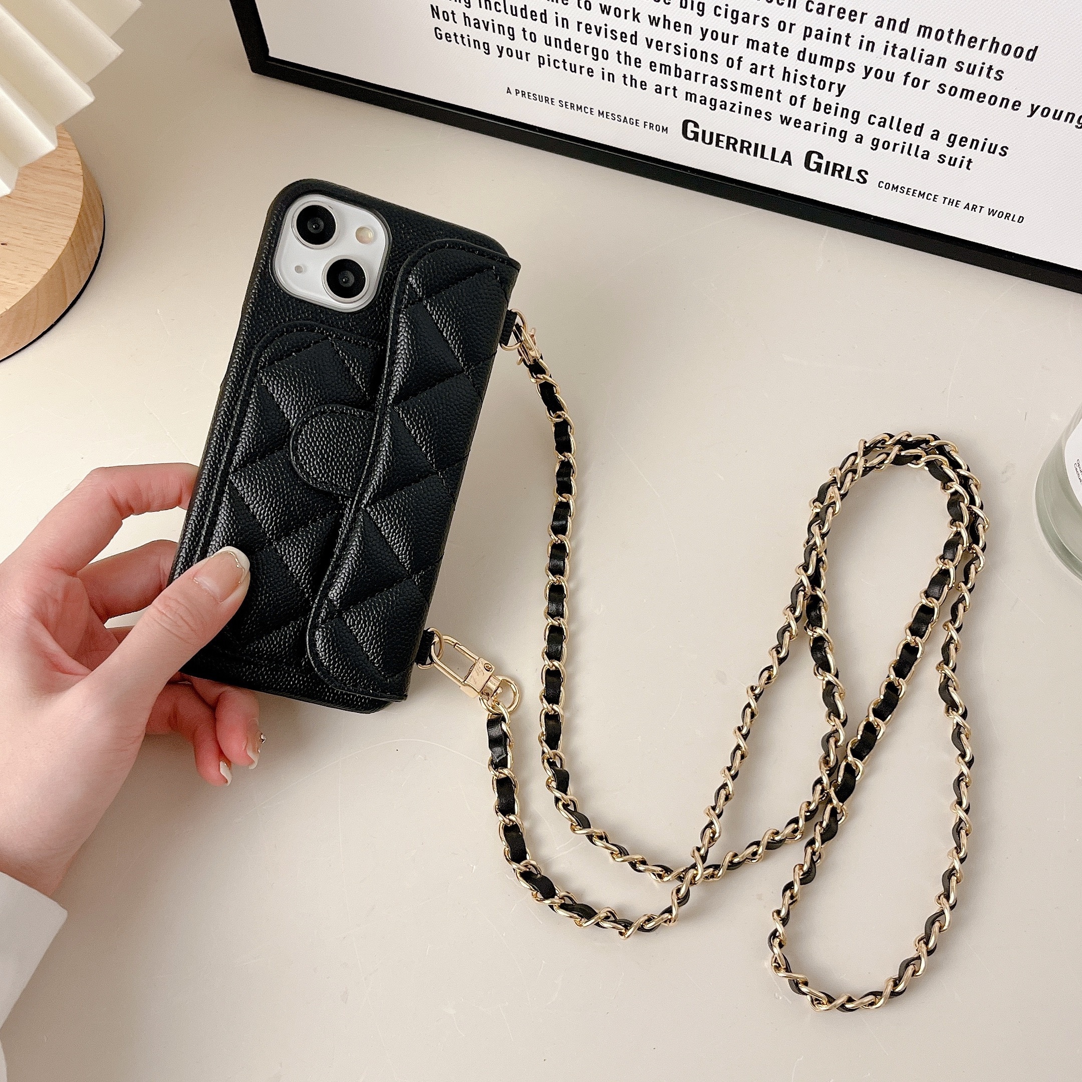 Phone Case: New High-End Classic Elegant Style Litchi Pattern Apple Phone Case Protective Cover Compatible with iPhone 16 Pro Max 15 14 13 12 Pro Max 11 Flip Cover Wallet Design with Card Slots Camera Protection and Lanyard