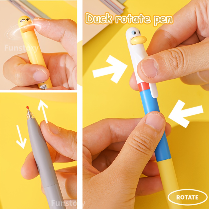 8 pack funny cute duck chicken gel pens 0.5mm black ink quick dry   combo st tip extra smooth for  , study tools, office stationery, cute design,   pens, quick dry ink, ergonomic grip, gel pen set, twist mechanism, creative writers, professionals Product details 3