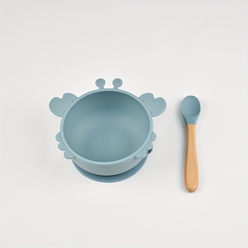 Set Of Feeding Bowls With Suction, Designed To Be Drop-resistant And -resistant, Includes Silicone Spoons For Dining, Specifically For Infant Training