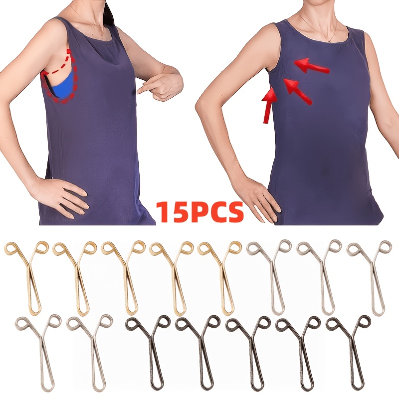 TEMU 15 Clip Stringivita Invisibili, Multi-Pezzi 3 Colori Senza Cuciture, Fermagli Retrattori per Sottobraccia per Top Senza Maniche e Pantaloni