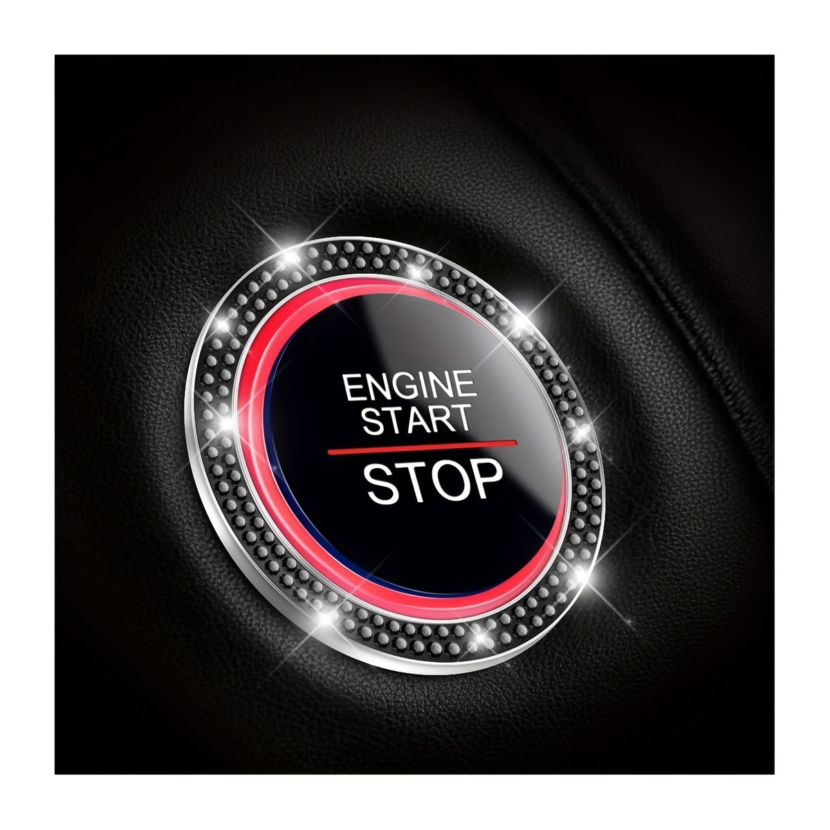 Button Crystal Double Rhinestone Decorative Ring, Car Engine Start Stop Decoration Ring, Shiny Interior Accessory For Buttons//stickers, Fits Models, , Interior Accessory, Ideal Holiday Gift