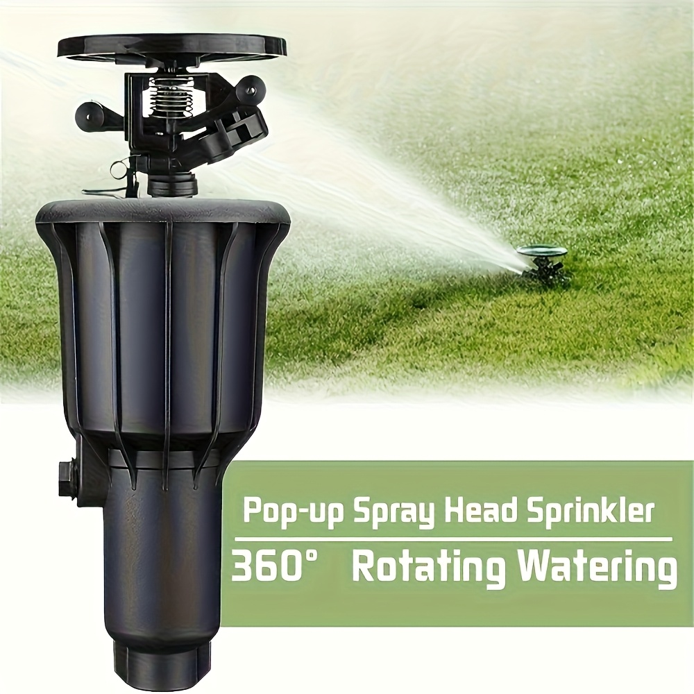 1pc 360° Fully Automatic Rotating Lawn Sprinkler Head - Retractable , 9.4 Inches Tall, Durable Plastic, Dual Swing Arm With Slow Rotation, Long Range, Buried In , , Automatic Telescoping