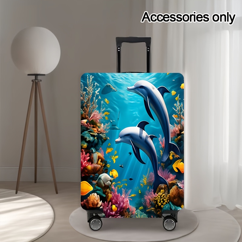 TEMU Travel Essential Dolphin And Pattern Luggage Cover, Lightweight And Durable Suitcase Cover, Elastic-scratch Resistant Nylon Protective Cover For