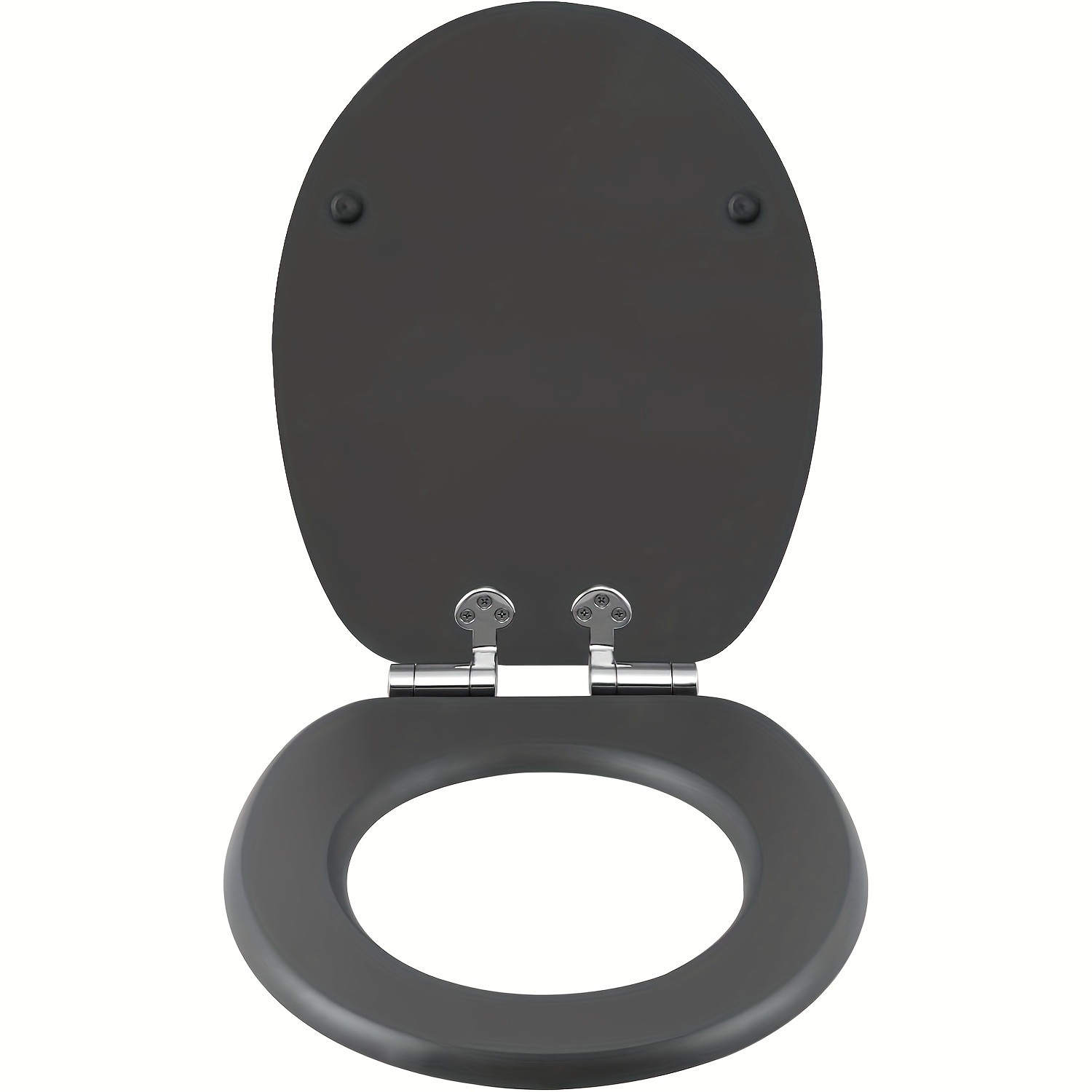 Image of 1pc Toilet Lid, Universal O-shaped Toilet Seat With Soft Close Hinge, Quick Release And Mount Toilet Lid, Mdf, Gray