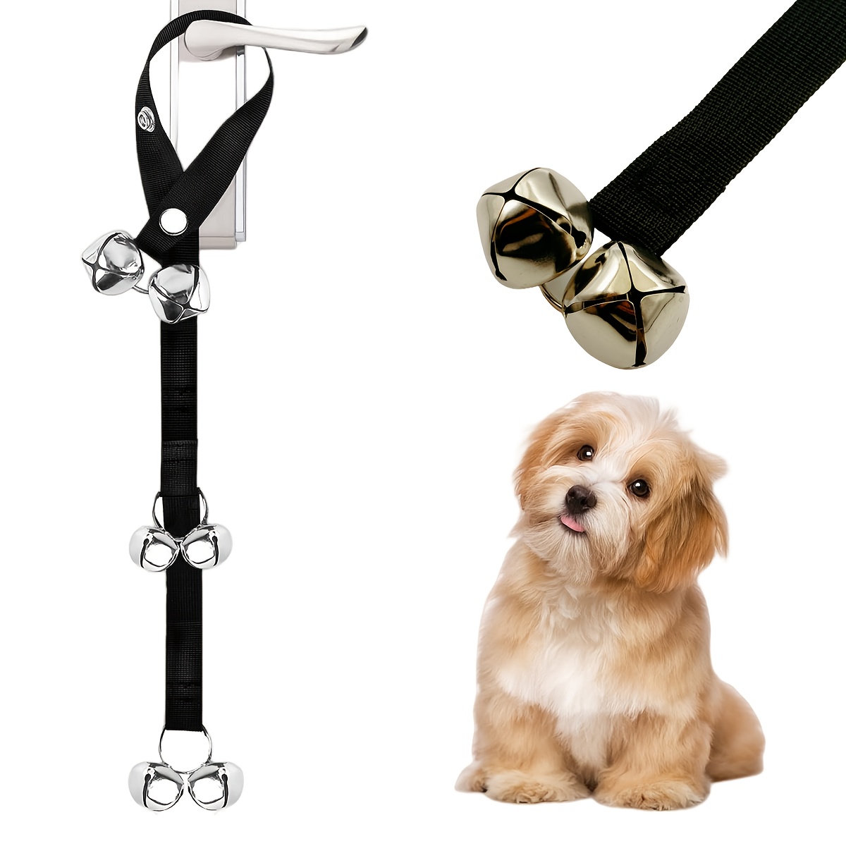 TEMU Adjustable Dog Doorbell For Potty Training - 6 Super Loud 1.4 Inch Metal Doorbell With Adjustable Chain, Durable & For Large Dogs, Without