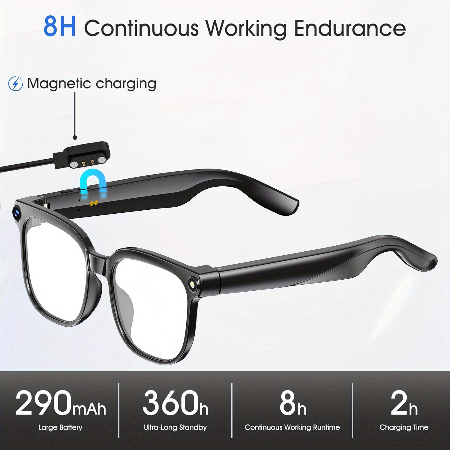 4K AI Smart Glasses with Real-Time Translation & Object Recognition, Open-Ear Audio, Ultra-Light Design, 8Hr Playtime, USB Rechargeable, Passive 3D Technology