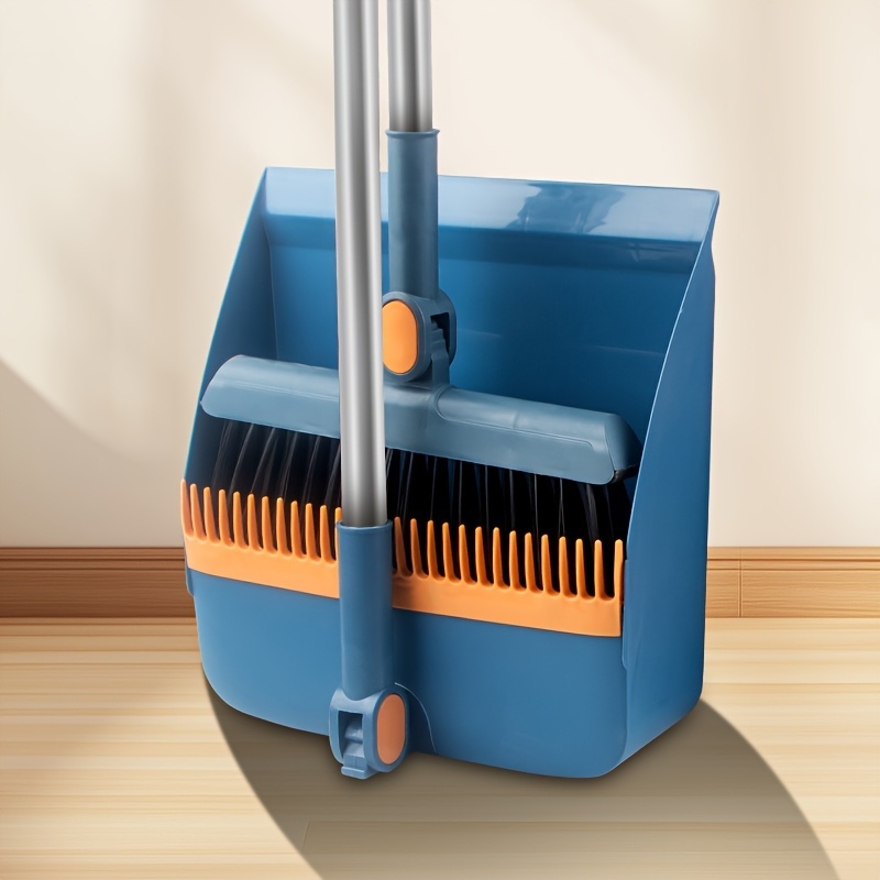 TEMU 1set, Household Broom And Dustpan Set, Long Handle Floor Cleaning Broom Dustpan Set, Rotatable Broom And Dustpan With Comb Tooth, To Remove Dust