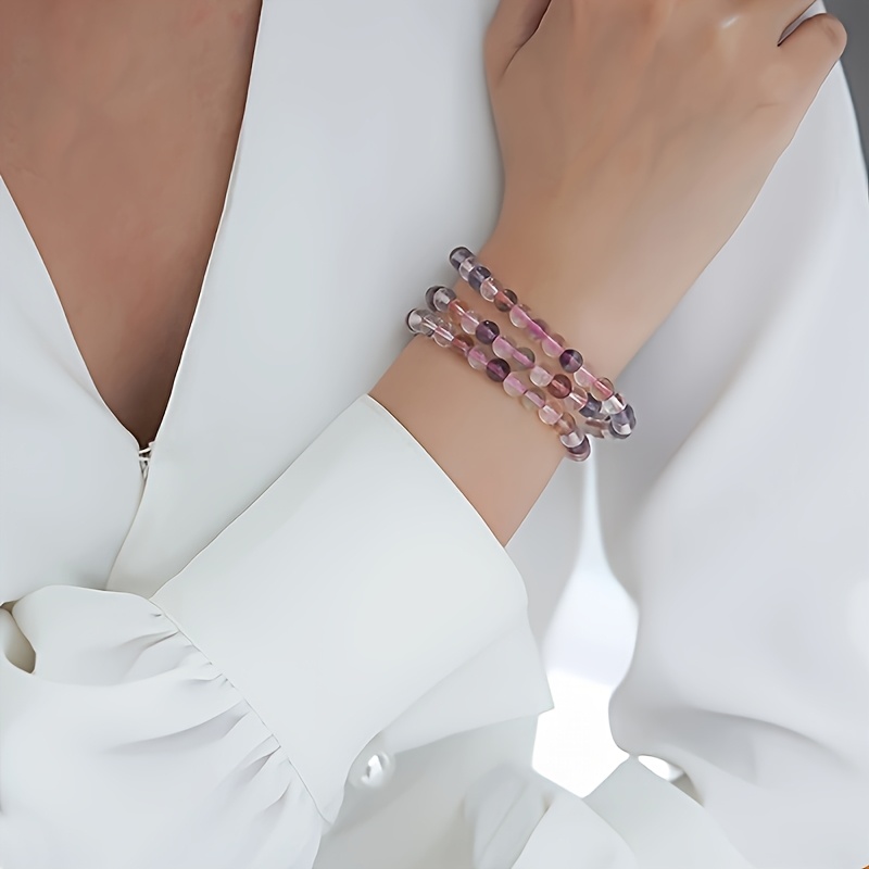 Colorful Fluorite Bead Elastic Bracelet for Women