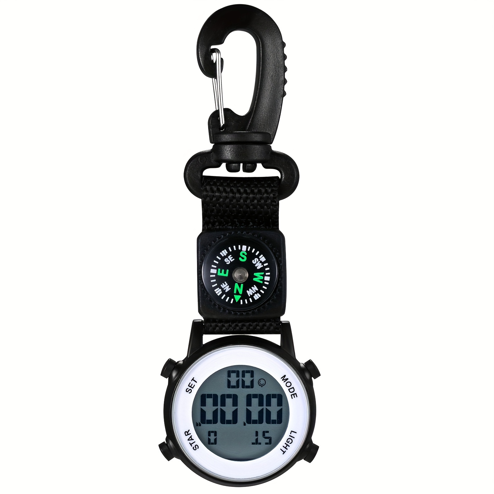 

Clip Watch Digital Keychain Carabiner Watch Day Calendar Alarm Clock Compass Led Pocket Watch 3atm Waterproof Accessories