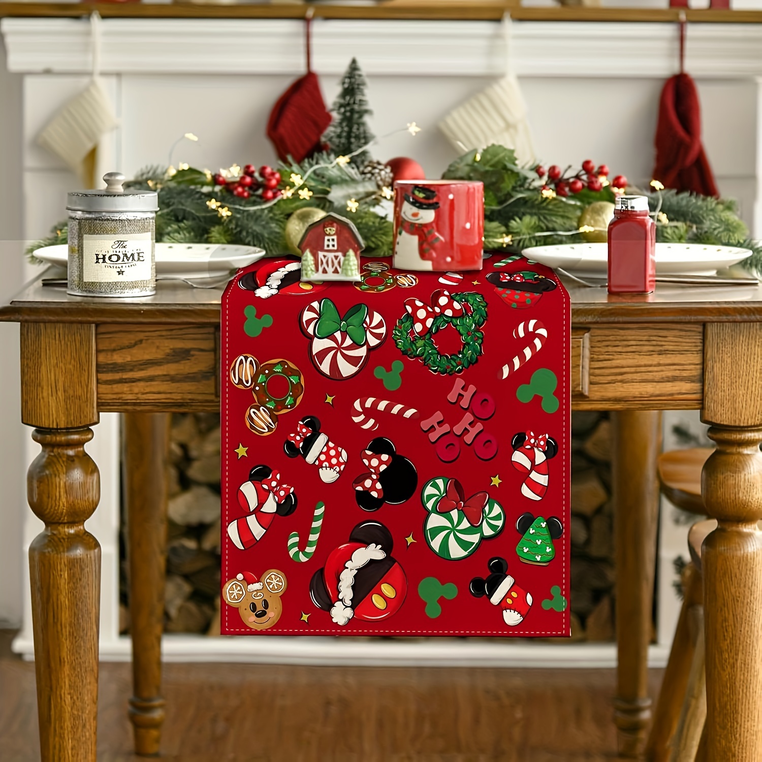 

1pc Christmas Table - Rectangular Polyester Table Decor For Dining & - / Decoration