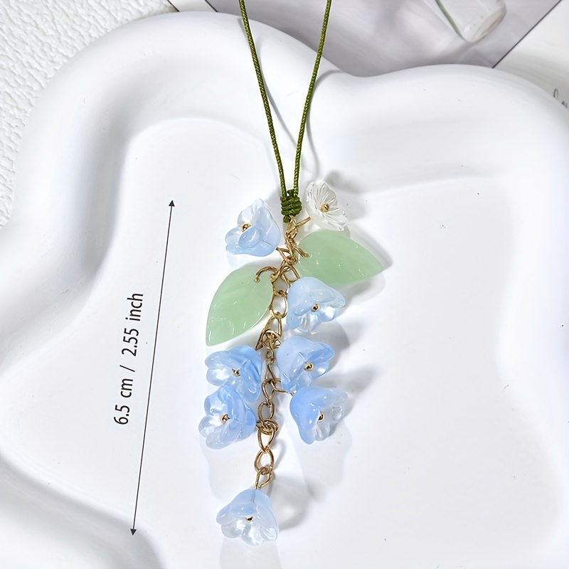 TEMU 100 Glass Lily Of The Valley Beaded Lanyard For Mobile Phone - Handmade 6 Colors, Cute , Durable Phone Accessory For Girlfriend, Birthday Gift,