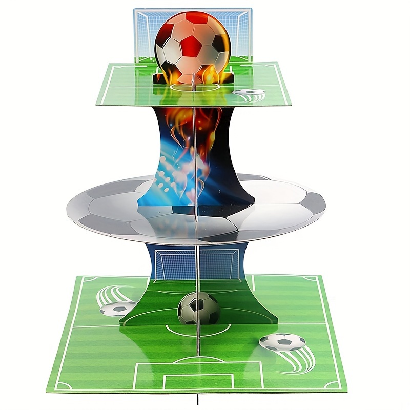 

1pc, Soccer Theme Party Cupcake Stand Decoration, 3-tier Sports Theme Party Cupcake Tower Soccer Birthday Party Table Decor For Birthday Party, Graduation Anniversary Party Supplies
