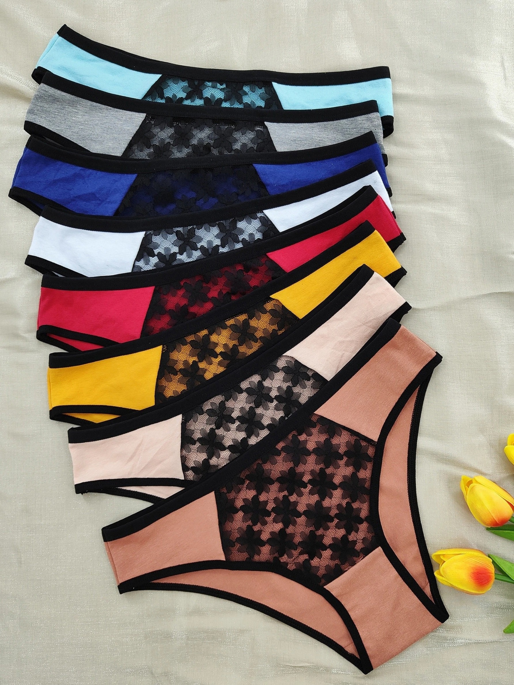 8 pack dames pure kant kleurenblokkerende onderbroeken met