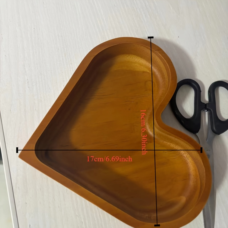 Bandeja de Madera con Forma de Corazón - Cuenco de Frutas Apilado en Color Nogal - Mesa de Cocina y Comedor para Frutas Secas, Nueces y Aperitivos - 1 pieza - Grande - Vajilla Creativa de Madera de Acacia