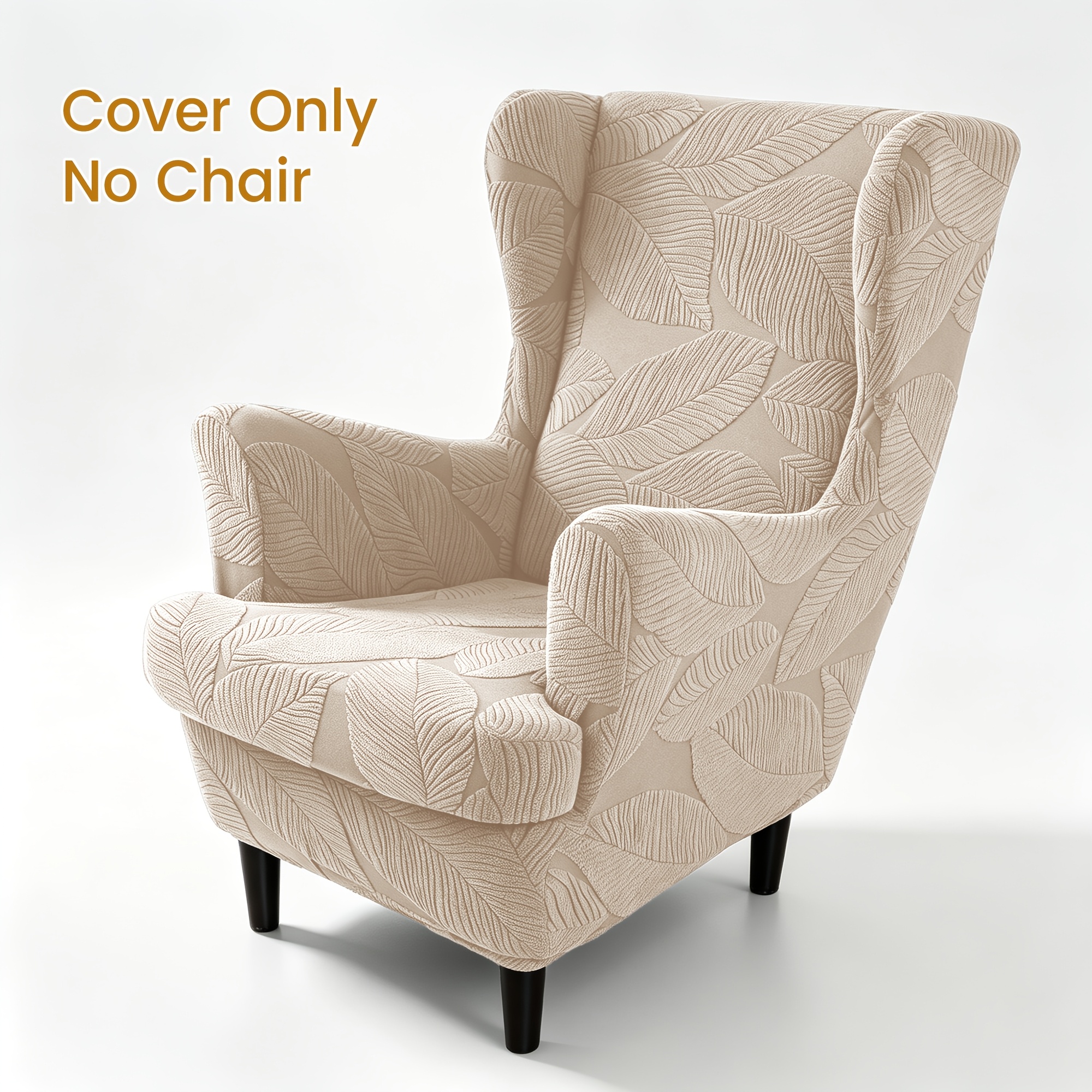 TEMU Ensemble de 2 pièces : Housse extensible pour banc et housse de coussin de siège motif tigre, Housse intégrale jacquard feuille pour fauteuil