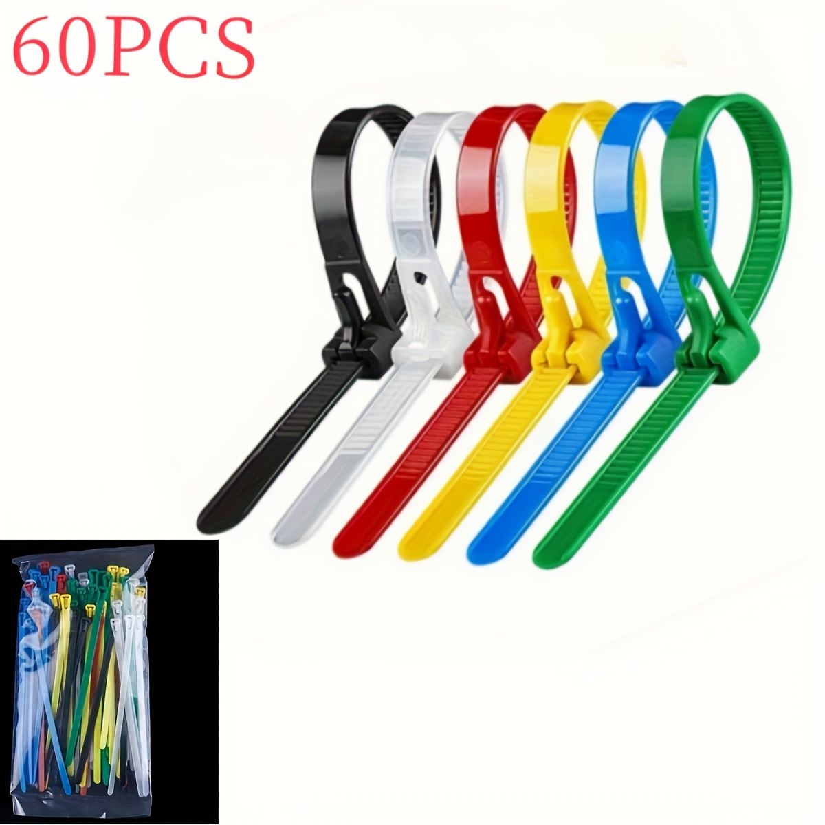 

100pcs Reusable Cable Ties - Nylon Material, Quick Release, Adjustable, Suitable For Home, Office, Garden, Workshop And Industrial Use