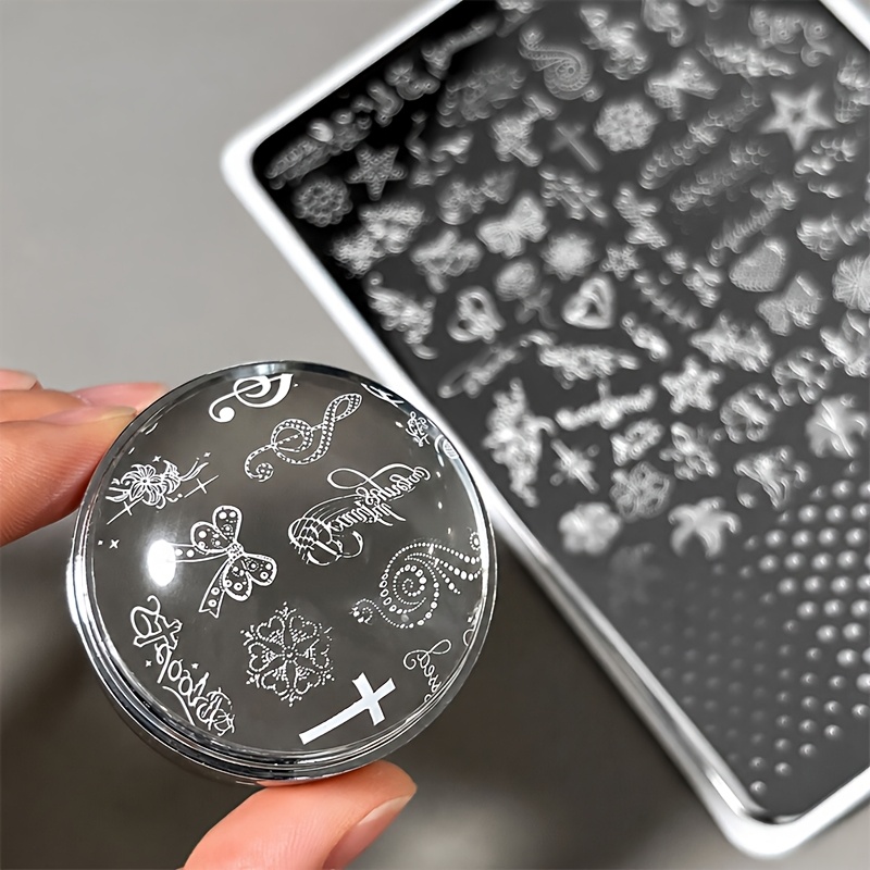 Multi-Pattern Nail Art Printing Steel Plate with Scraper