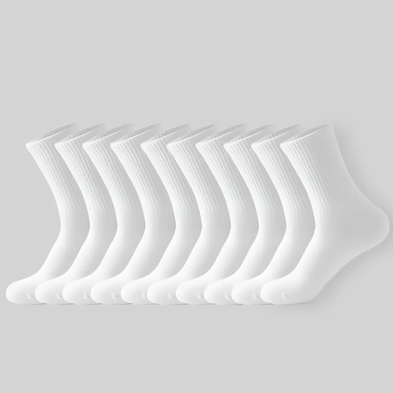 6/10/20 Pairs of Plain Black and White Socks, Simple and Comfortable Mid-Calf Socks, Suitable for Autumn and Winter, Men's and Women's Socks