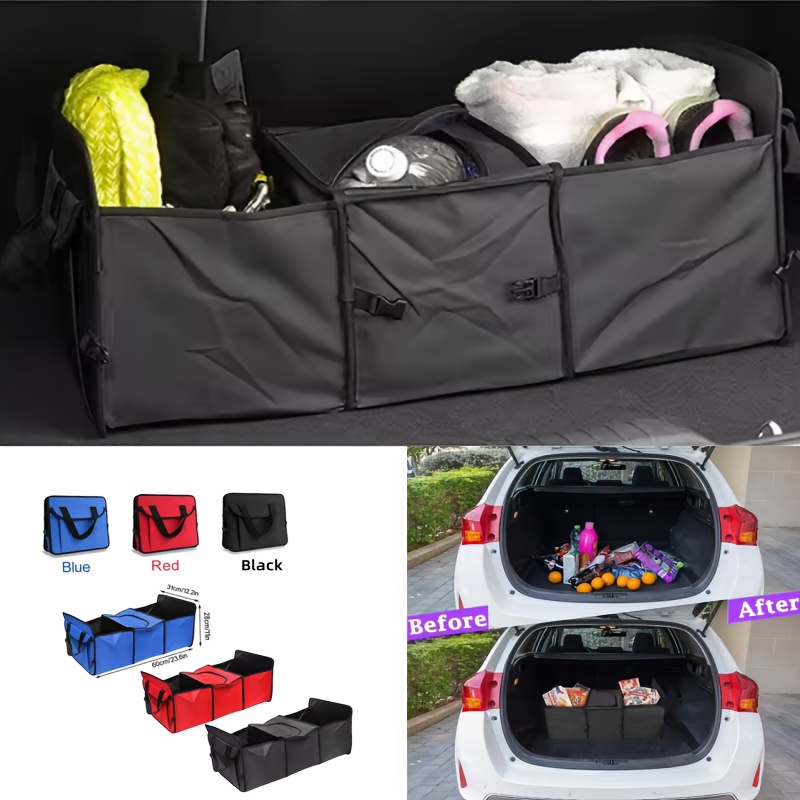 

1pc Organisateur de Coffre de Voiture Pliable Multifonctionnel 3 Compartiments - Sac de Rangement , Tissu , Lavable -