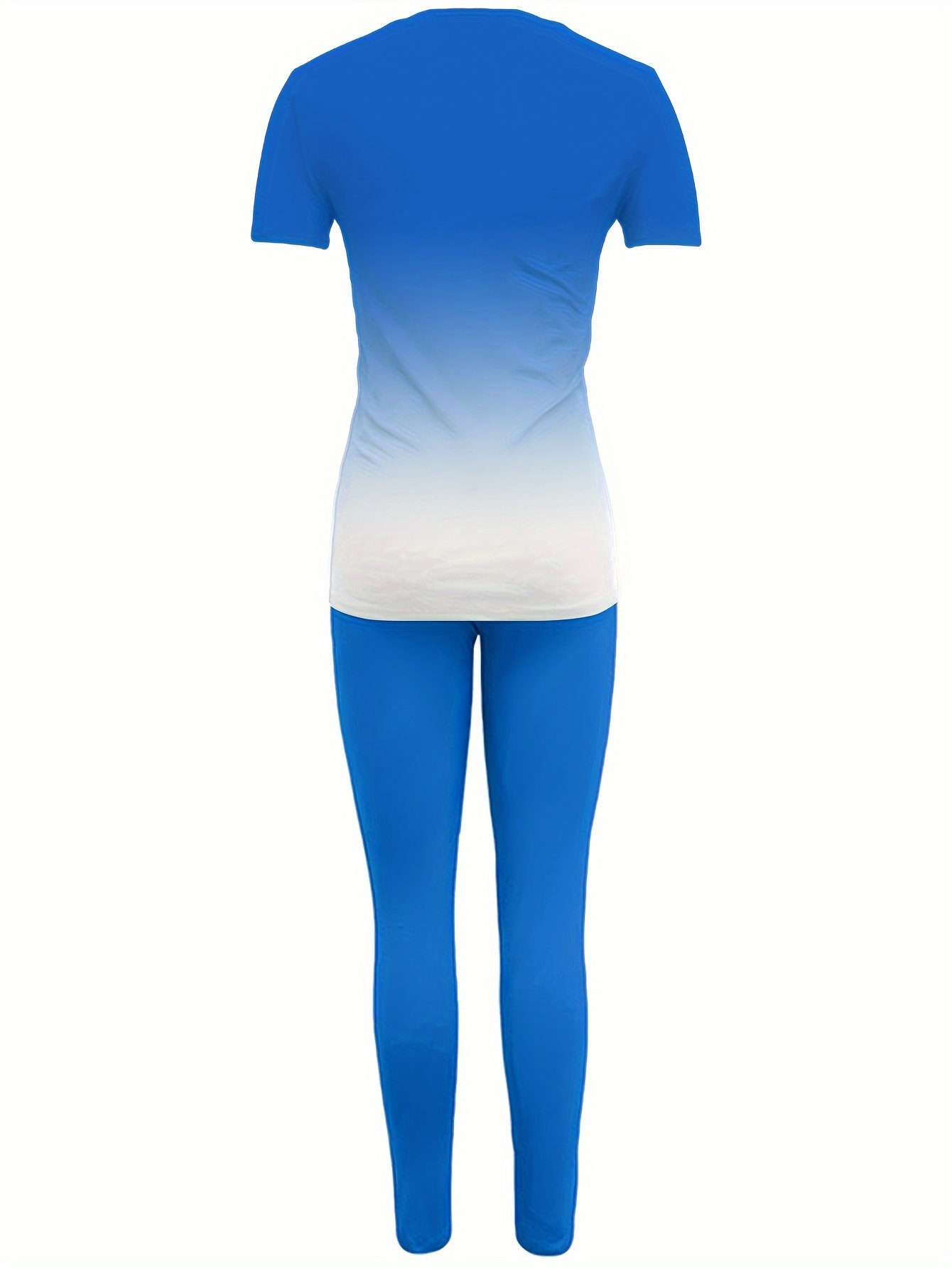 Stylish European and American Short-Sleeve Long-Pants Round-Neck Gradient Color Letter Print High-Elasticity Women's Set