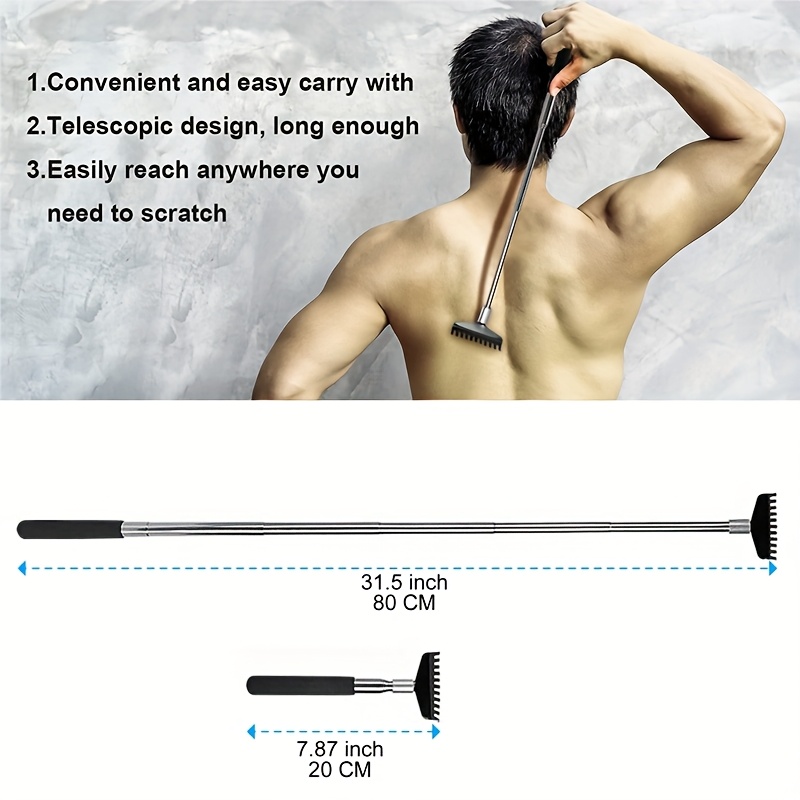 oversized portable extendable back scratcher stainless steel telescoping compact telescoping manual back scratcher muscle with gift bag Product details 2