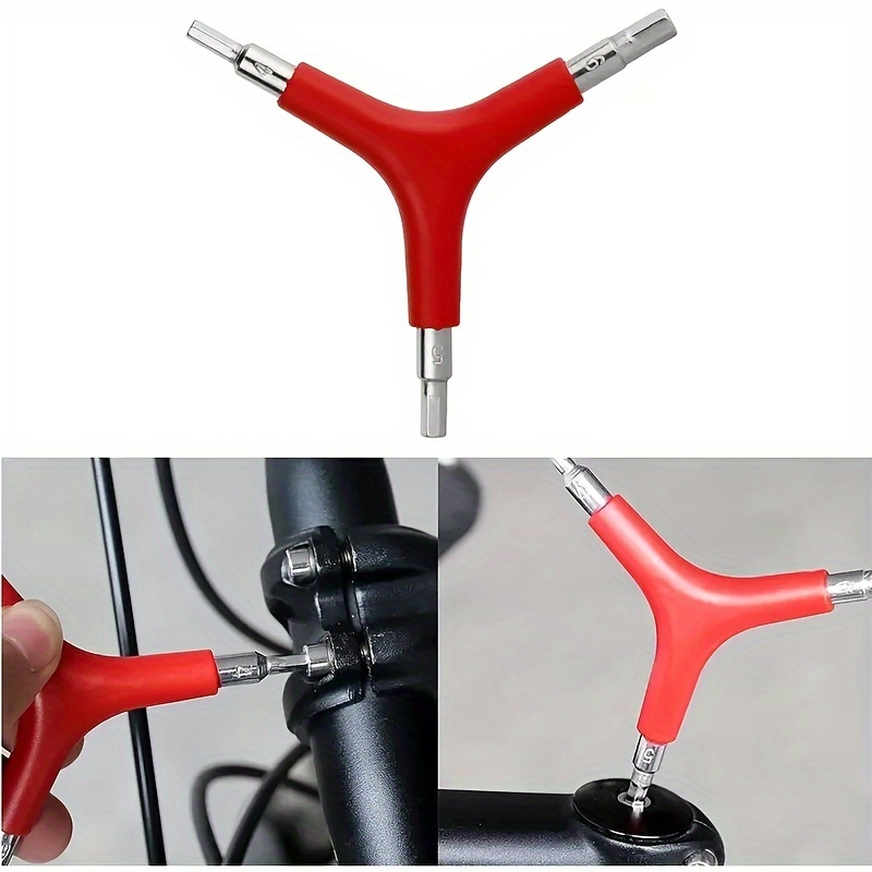 

Universal Triangular Allen Wrench, 3-prong Hex Key Tool, Iron Material, Red, For Bicycle Maintenance, 4/5/7mm Hexagon Spanner