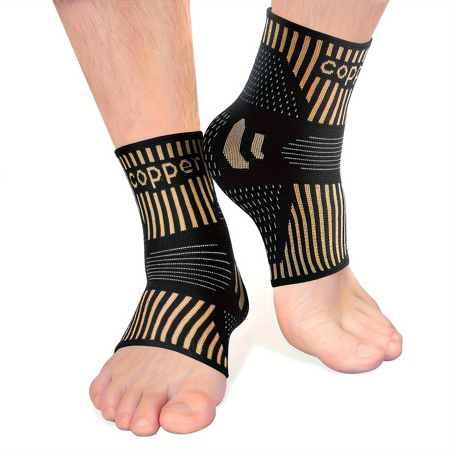 

2pcs Copper Ankle Sleeves For - Ideal For Basketball, Soccer, Tennis, Running | Breathable Sports Support Braces