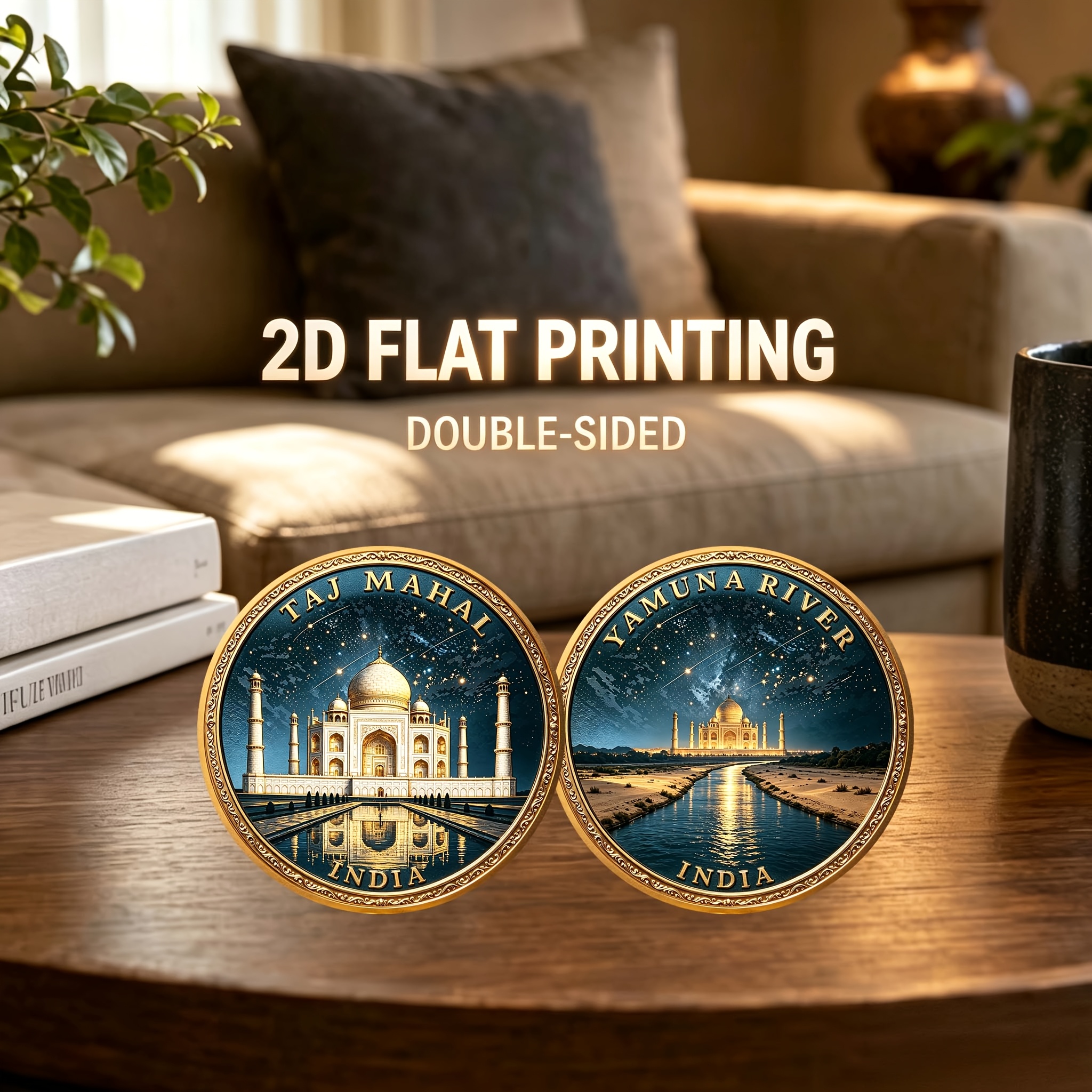 Taj Mahal Yamuna River Themed Double-Sided Commemorative Coin