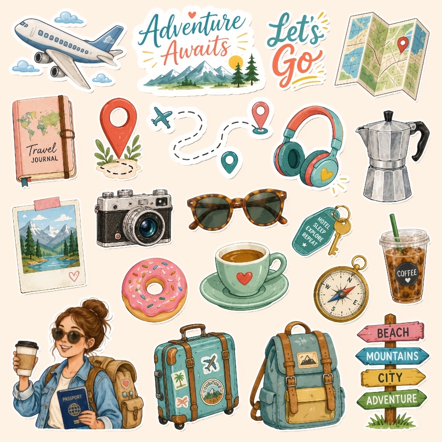TEMU 1 Set, Travel And Vacation Themed Stickers, Friendship And Love Gift Stickers, Packaging Stickers, Holiday Party Stickers, Stickers, Bookmark,