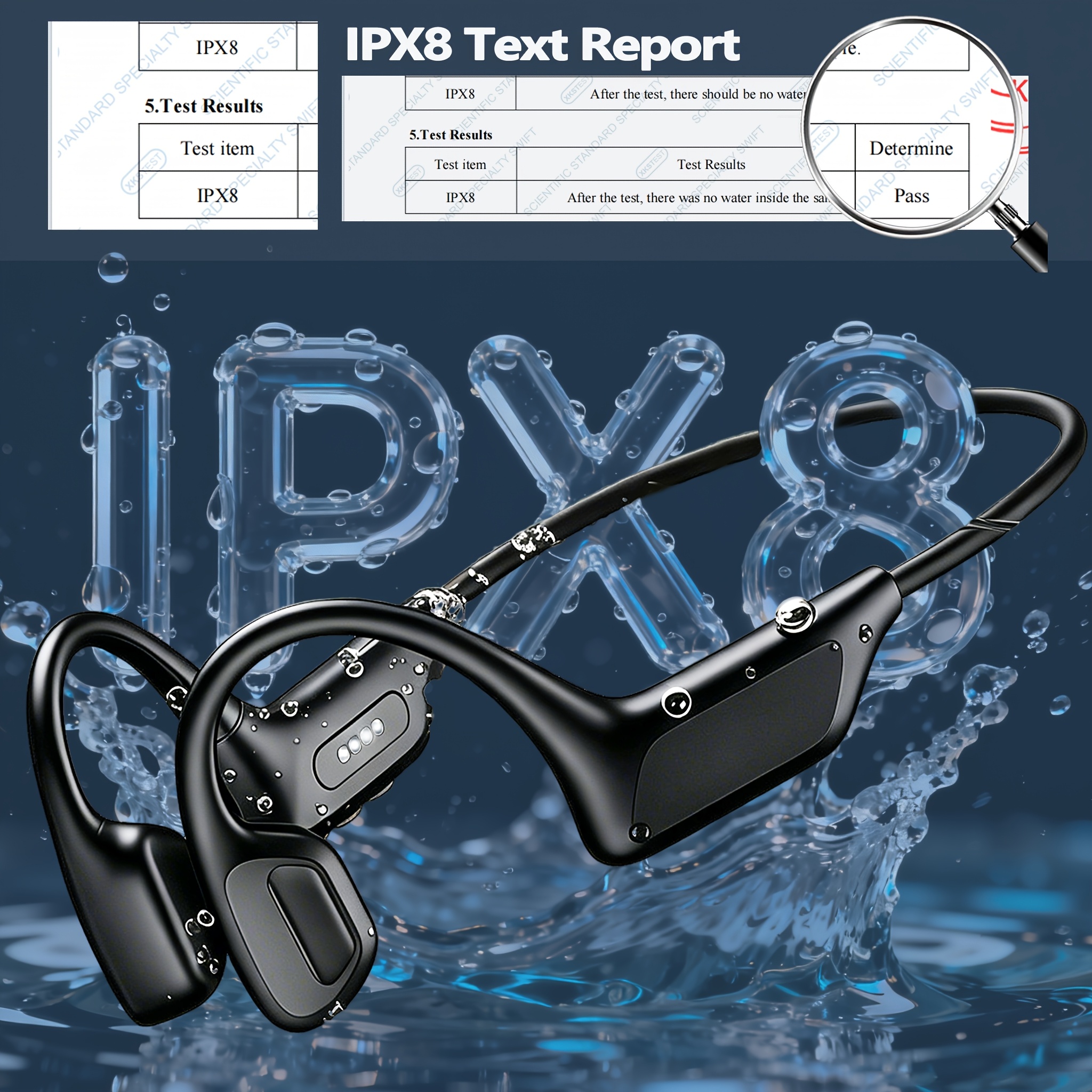 TEMU 2026 Conduction Headphones, Ipx8 Swimming Grade, 10h Playtime, 40% Volume Increase, , Wireless Open Ear Headphones For Swimming Running Cycling
