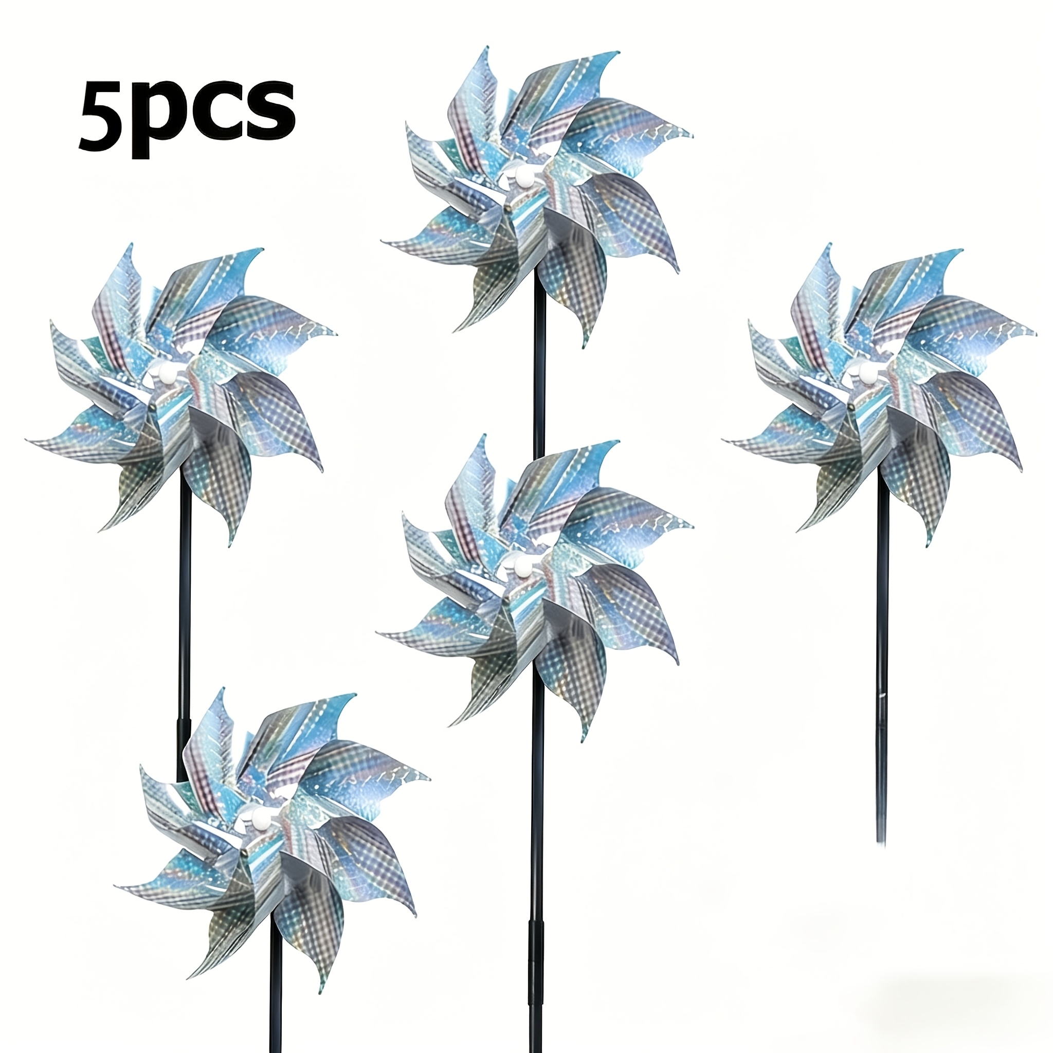 E-shop 5er-Pack 5 Stück reflektierende sich drehende Windenträder, geeignet für Gärten, Terrassen & Bauernhöfe – Wind-Outdoor-Rotationsspinner mit