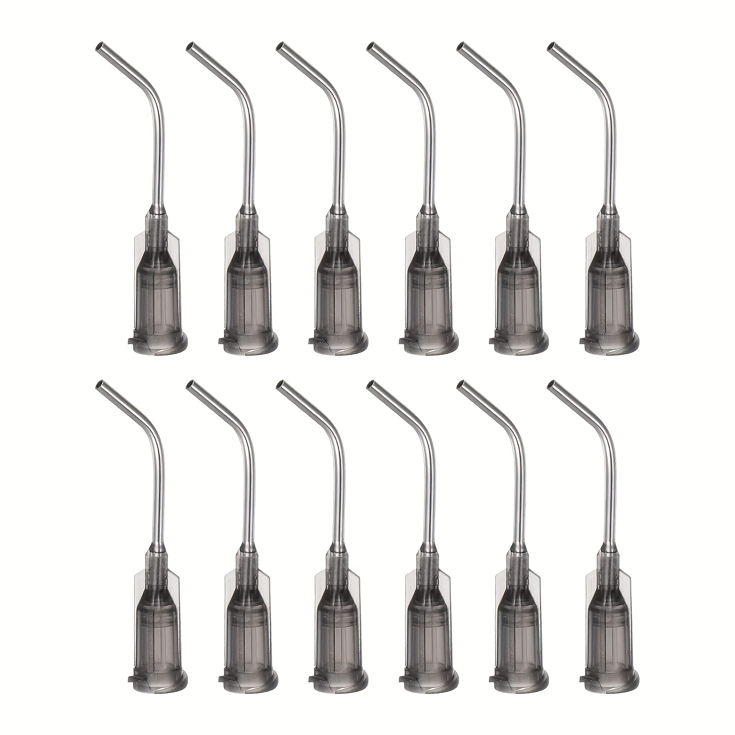 Image of 12pcs Blunt Tip Dispensing Needles, 16 Gauge 45 Degree Bent Tip With Luer Lock, 1 Inch Length For Precise Oil, Glue, Adhesive Application (gray)
