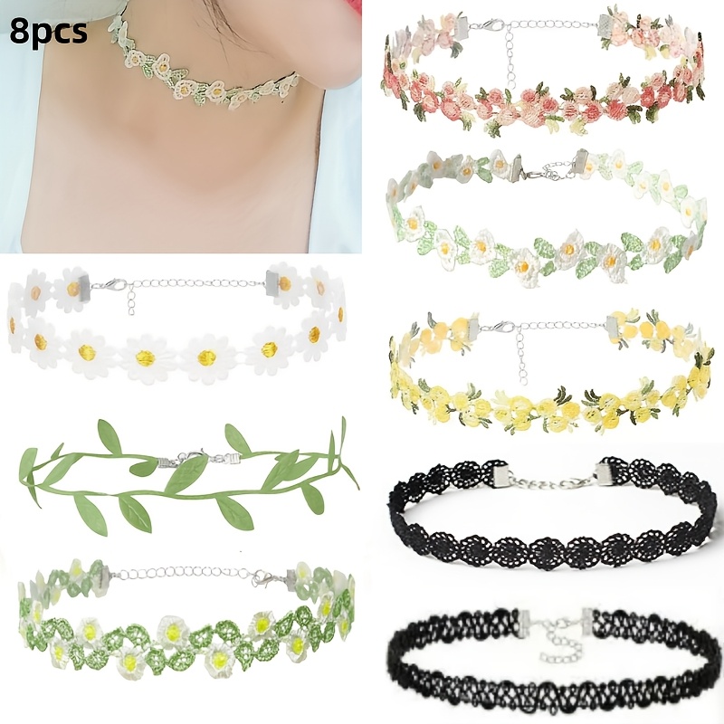 TEMU 8pcs Gothic Cottagecore Choker Necklace Set For Women, Fashionable And Elegant Accessories For Daily Wear And Parties, Perfect Gift For Her